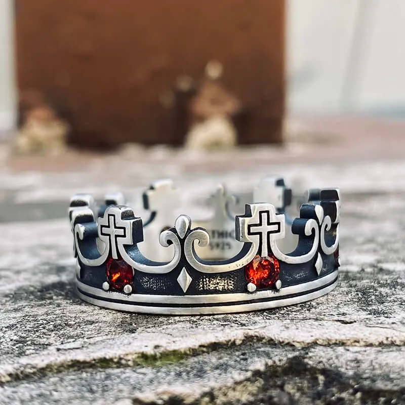 Gothic Roman Gemstone Crown Sterling Silver Ring sold by GTHIC