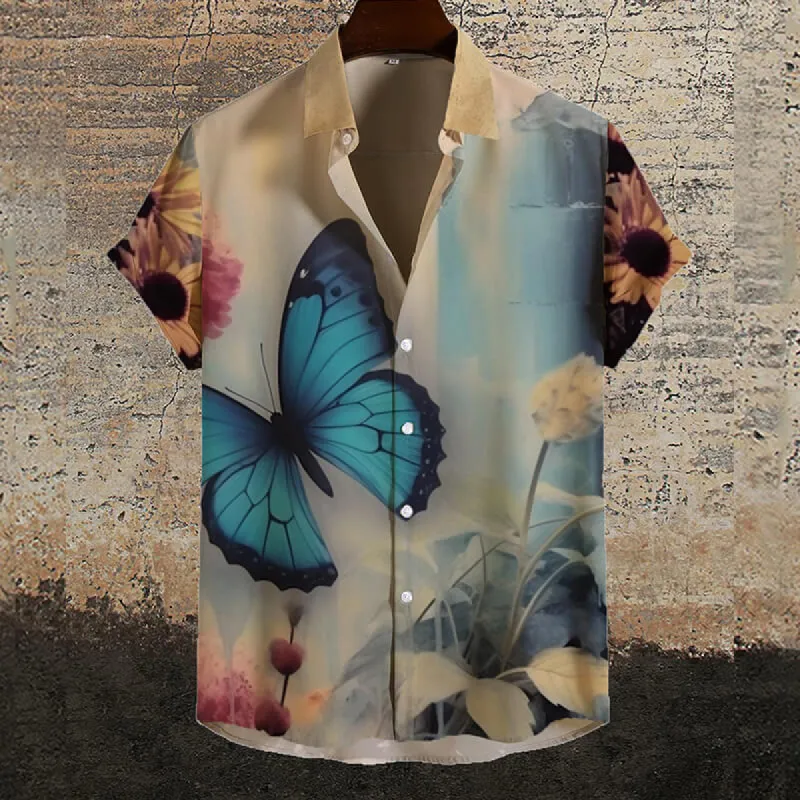 Blue Morpho Butterfly Gothic Short Sleeve Shirt sold by GTHIC