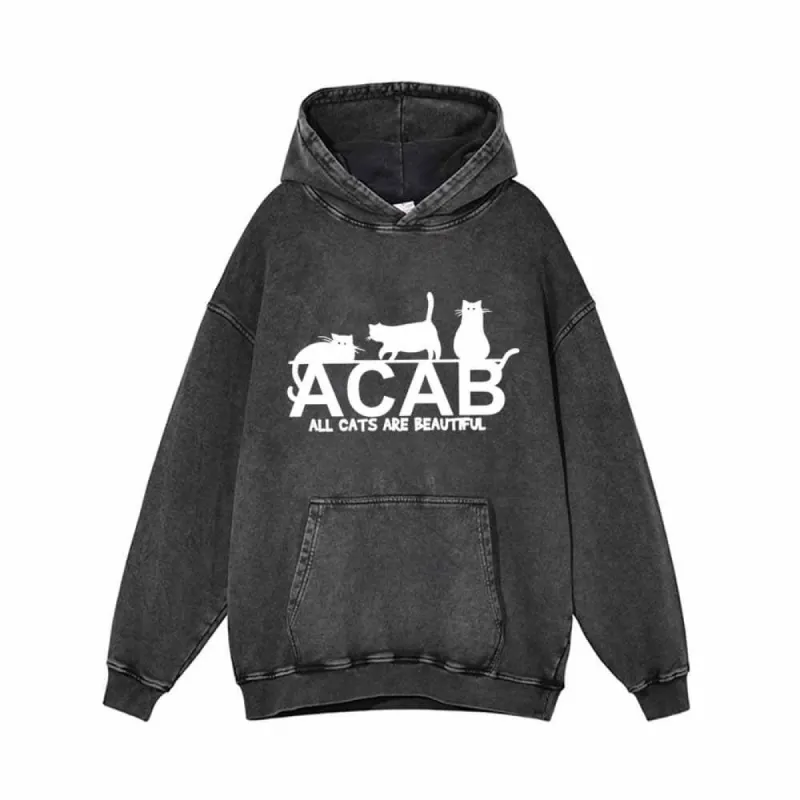 ACAB All Cats Are Beautiful Vintage Washed Hoodie sold by GTHIC