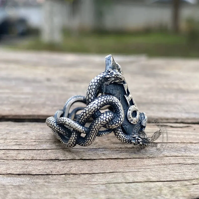 Coiled Snake Leviathan Cross Sterling Silver Ring sold by GTHIC product image thumbnail 5