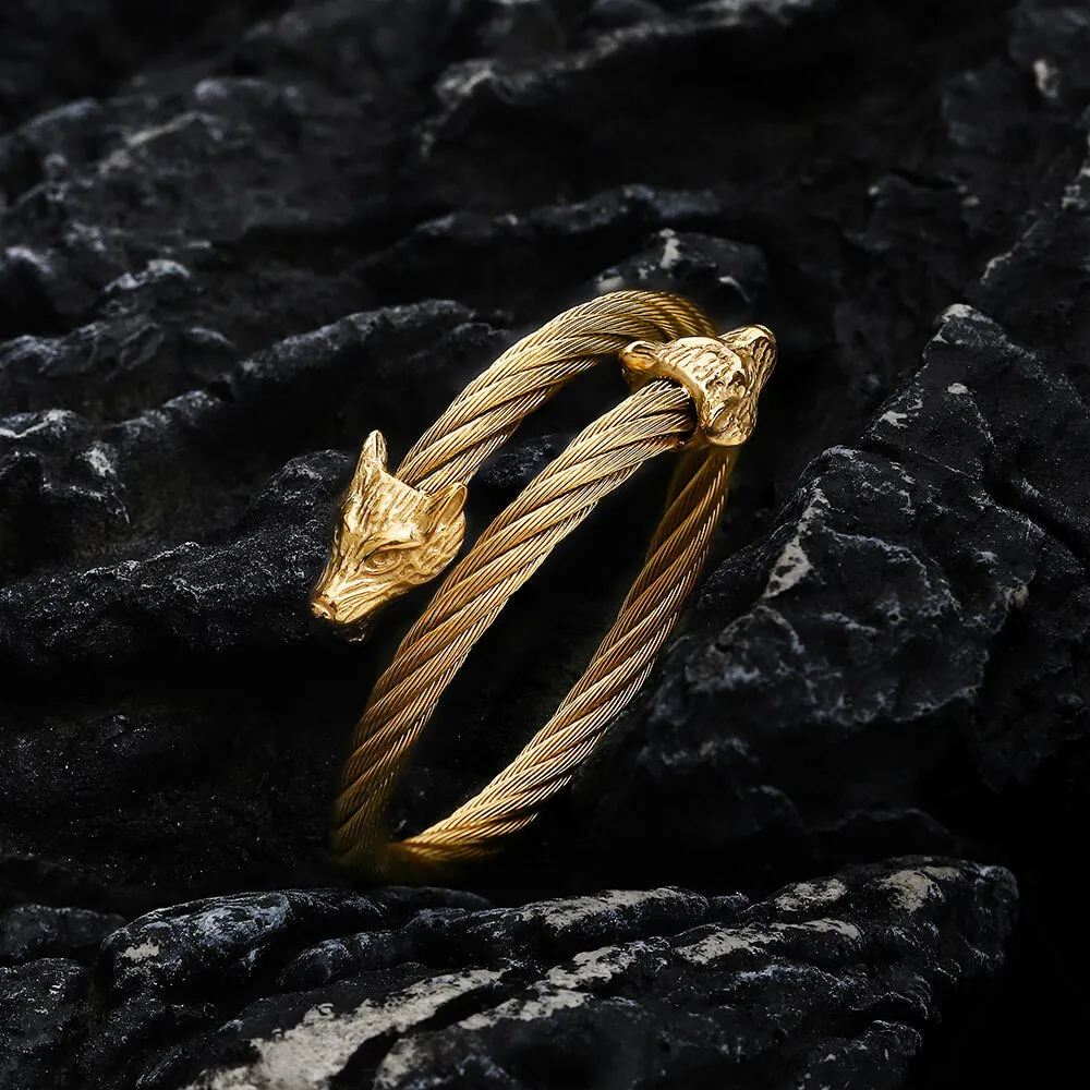 Wolf Head Stainless steel Open Bracelet sold by GTHIC