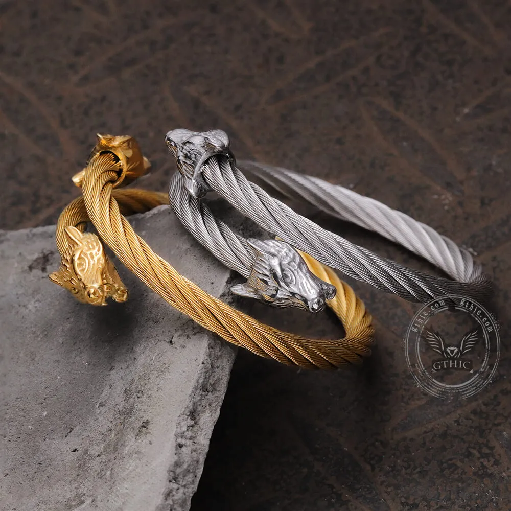 Wolf Head Stainless steel Open Bracelet sold by GTHIC product image thumbnail 2