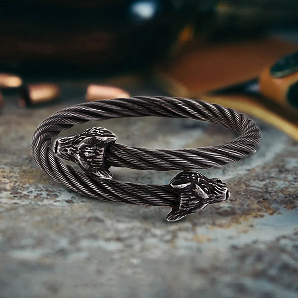 Wolf Head Stainless steel Open Bracelet sold by GTHIC product image thumbnail 4