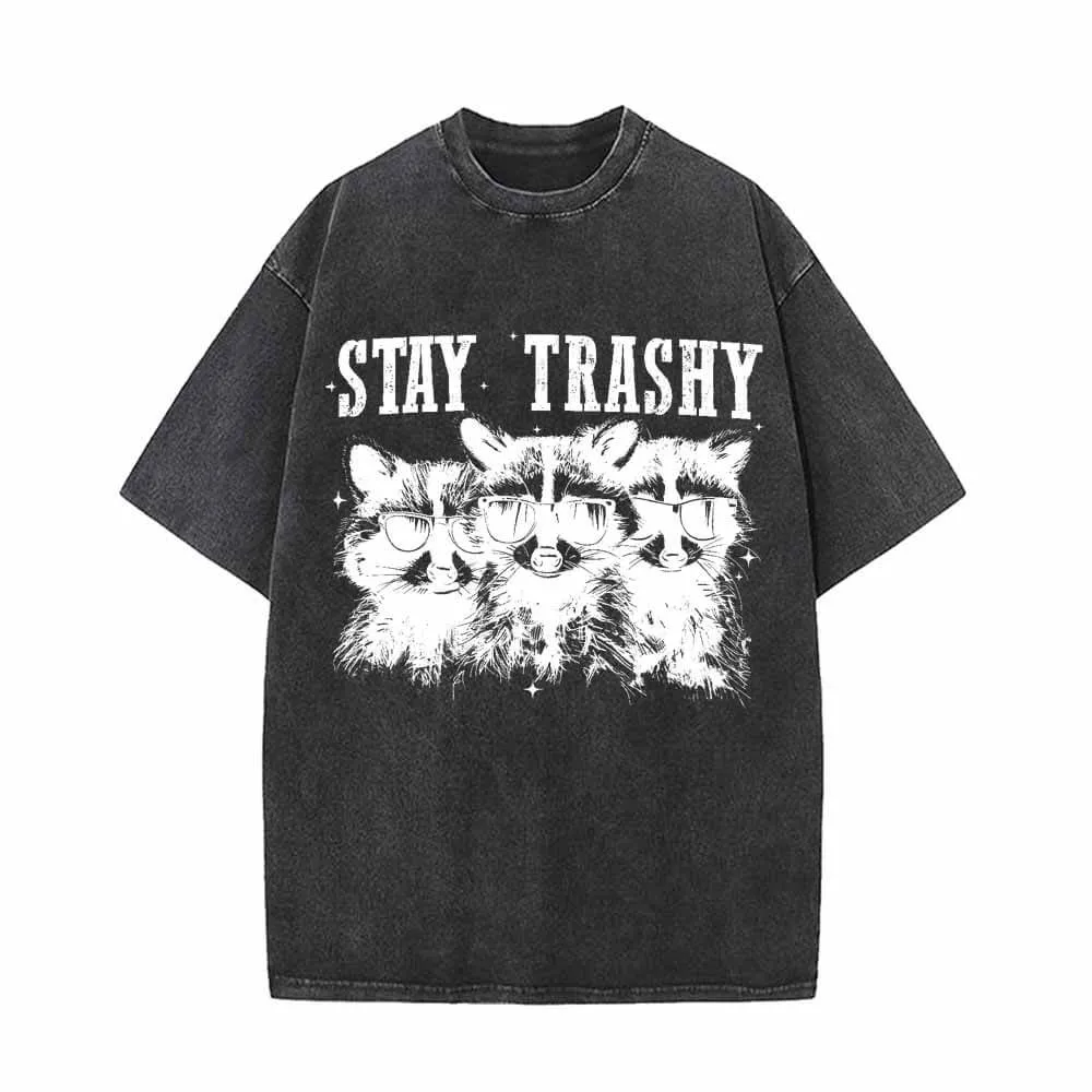 Stay Trashy Raccoon Vintage Washed T-shirt sold by GTHIC