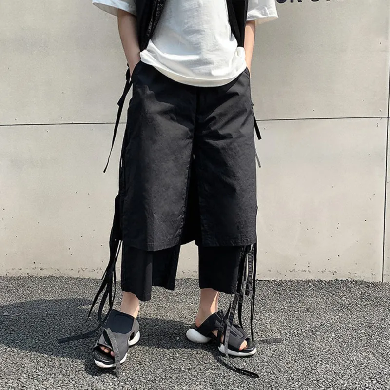 Solid Color Strappy Straight Pants sold by GTHIC