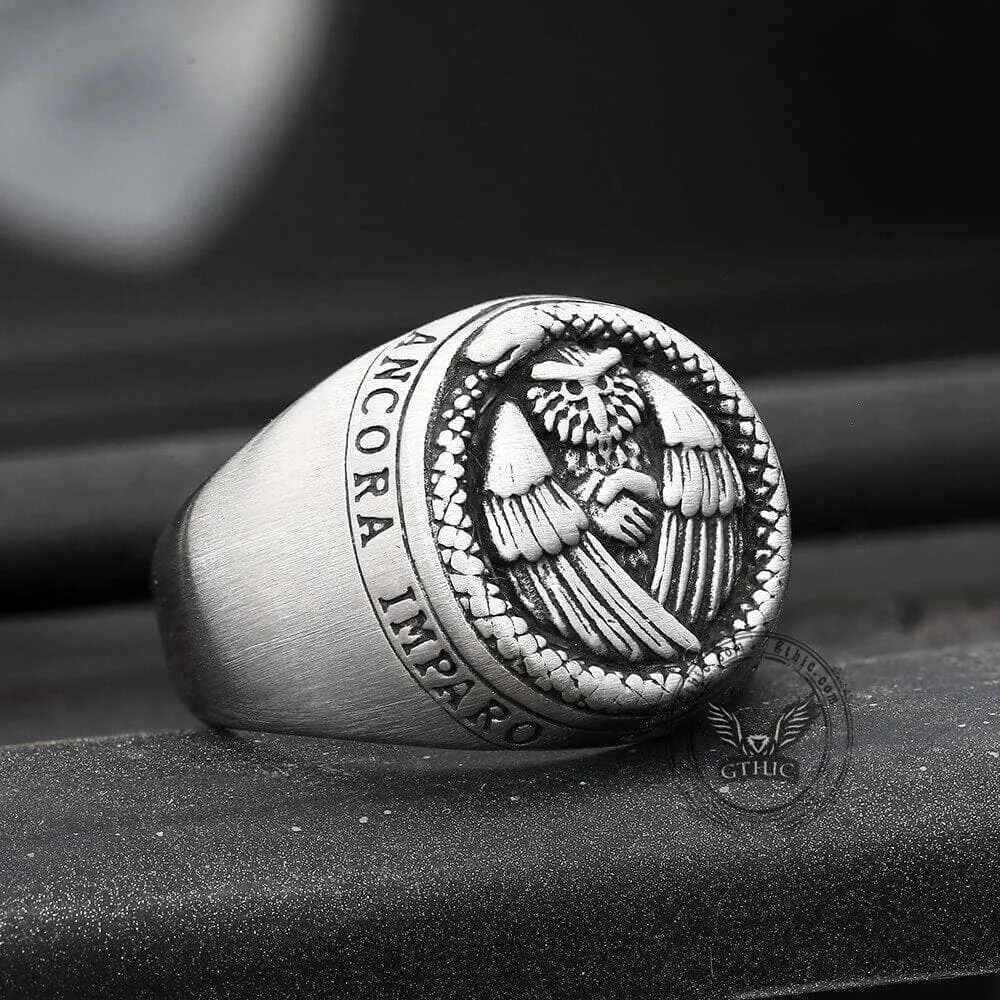Owl And Ouroboros Stainless Steel Ring sold by GTHIC product image thumbnail 5