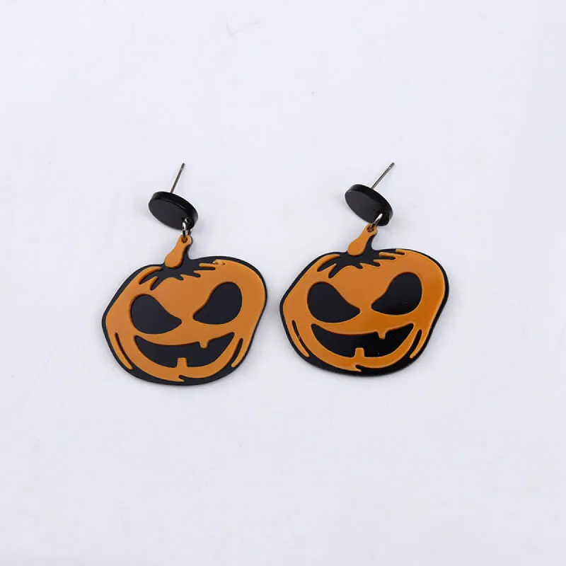 Spooky Pumpkin Acrylic Halloween Earrings sold by GTHIC