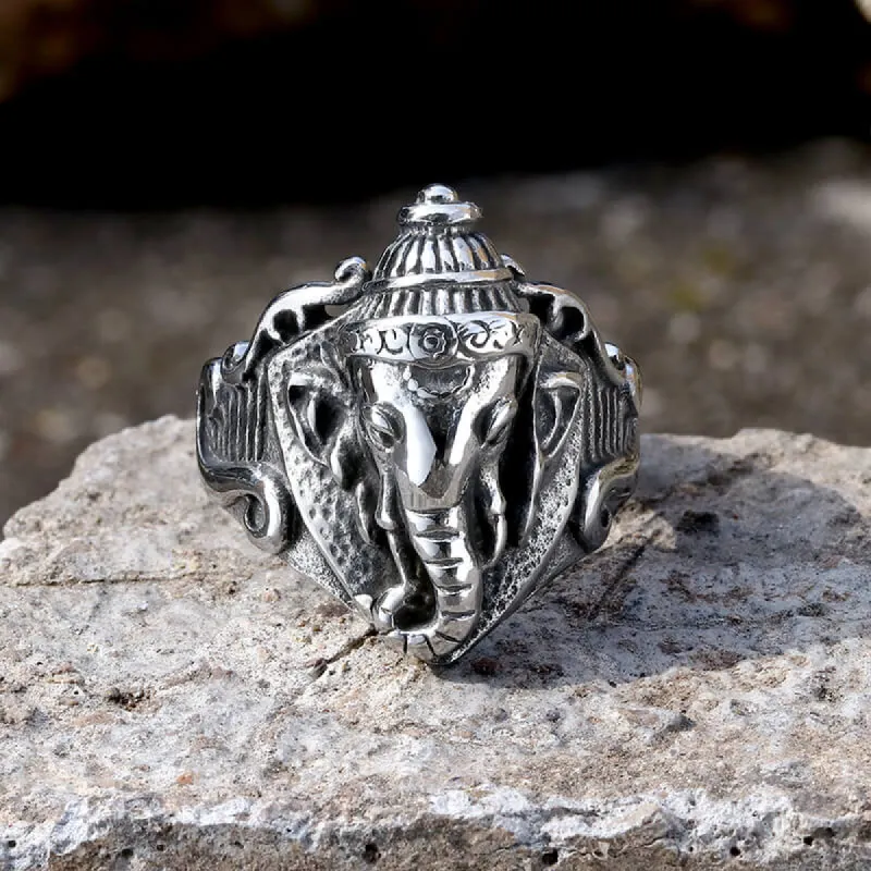 Auspicious Elephant Stainless Steel Animal Ring sold by GTHIC