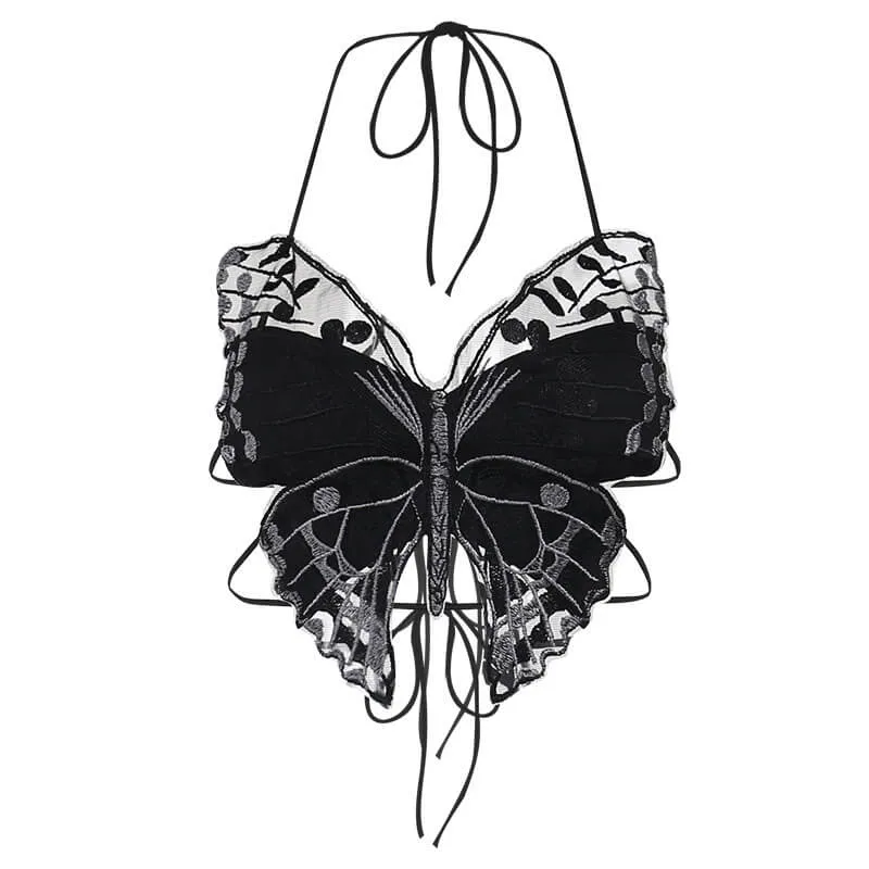 Butterfly-Shaped Backless Polyester Halter Crop Top sold by GTHIC product image thumbnail 3