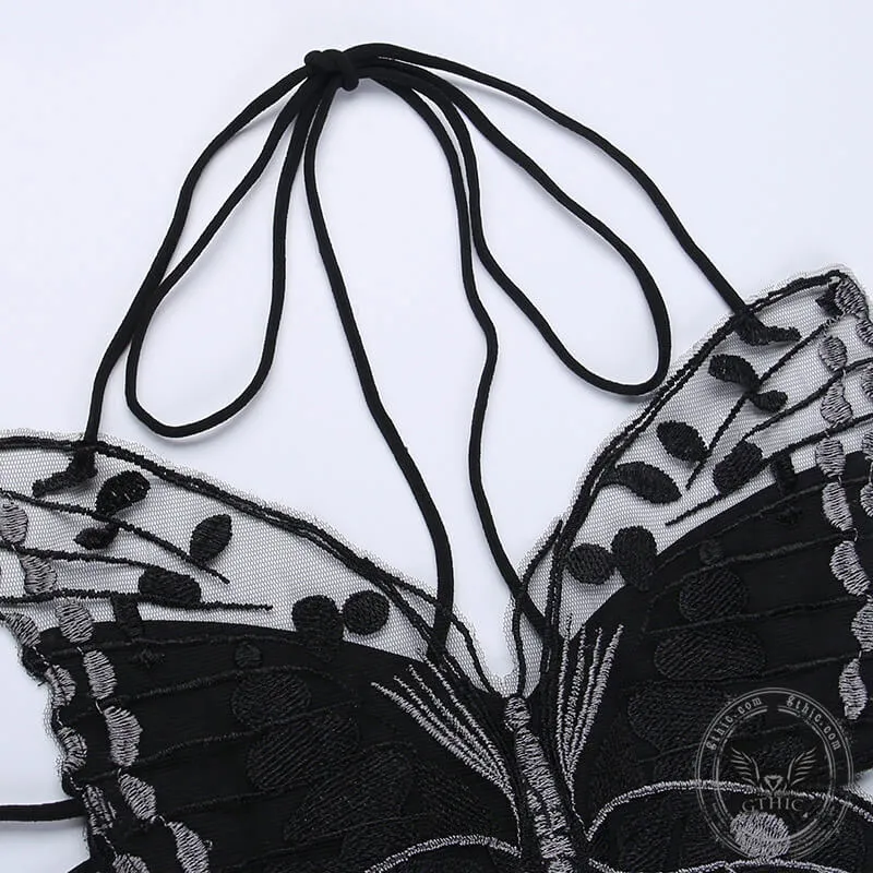 Butterfly-Shaped Backless Polyester Halter Crop Top sold by GTHIC product image thumbnail 4