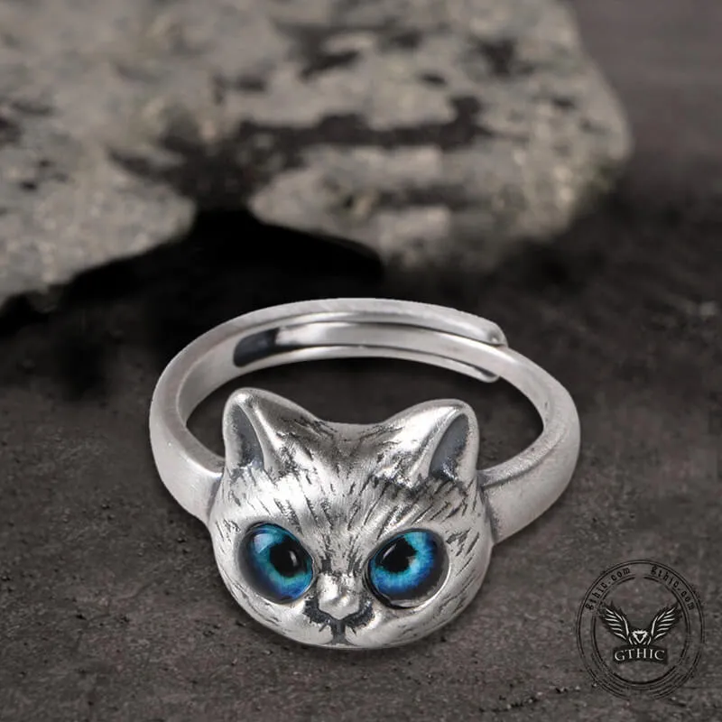 Blue Eye Cat Sterling Silver Open Ring sold by GTHIC product image thumbnail 4