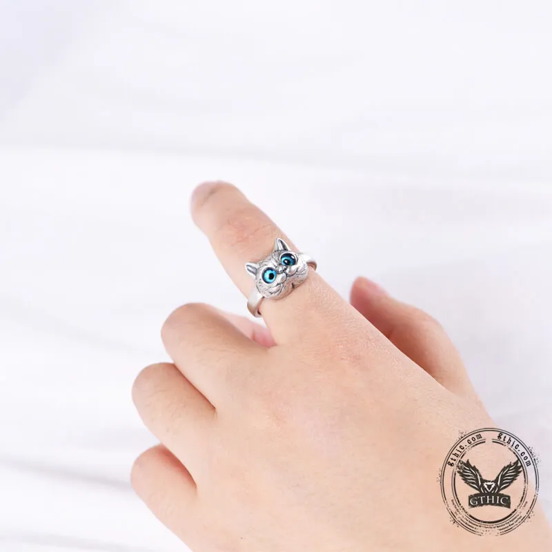 Blue Eye Cat Sterling Silver Open Ring sold by GTHIC product image thumbnail 2