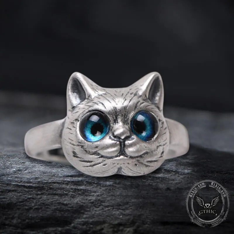Blue Eye Cat Sterling Silver Open Ring sold by GTHIC product image thumbnail 3
