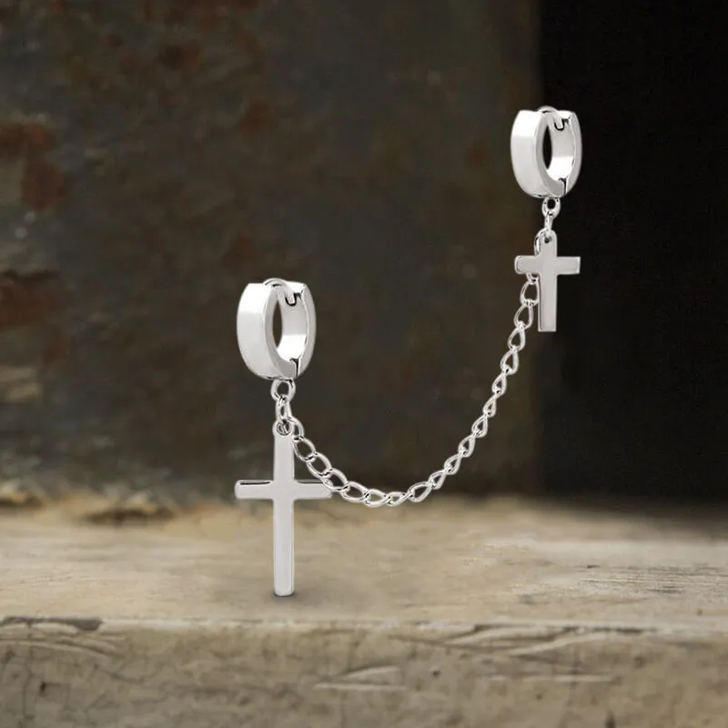 Punk Cross Tassel Stainless Steel Earrings sold by GTHIC product image thumbnail 5