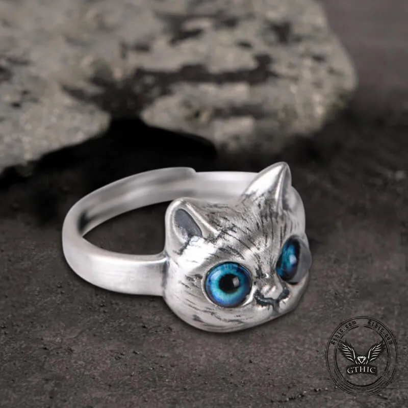 Blue Eye Cat Sterling Silver Open Ring sold by GTHIC product image thumbnail 5