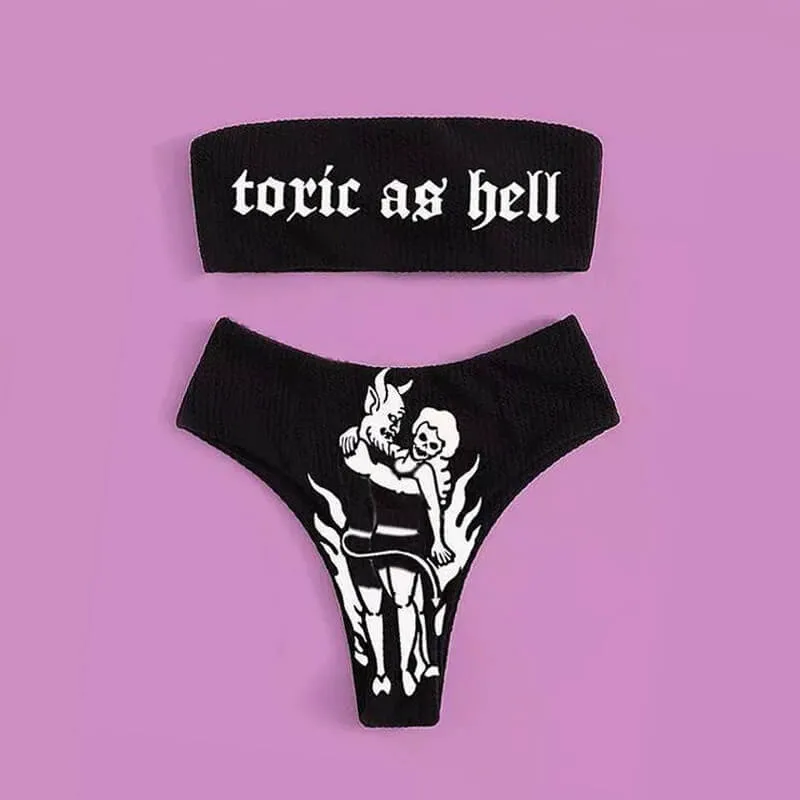 Letters Print Monster Skull Bikini Set sold by GTHIC