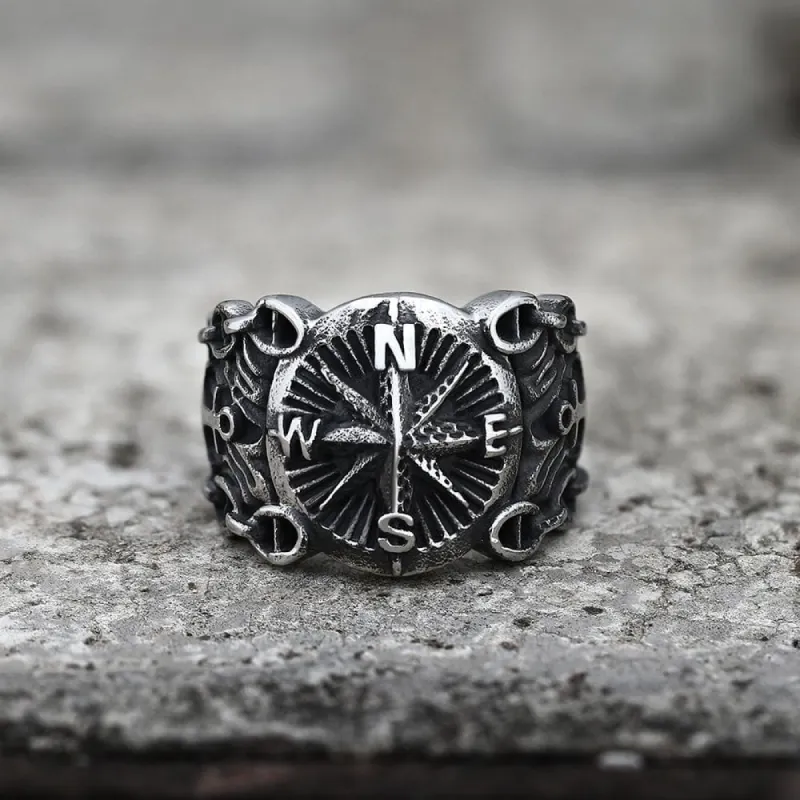 Vintage Northern Pirate Compass Stainless Steel Marine Ring sold by GTHIC