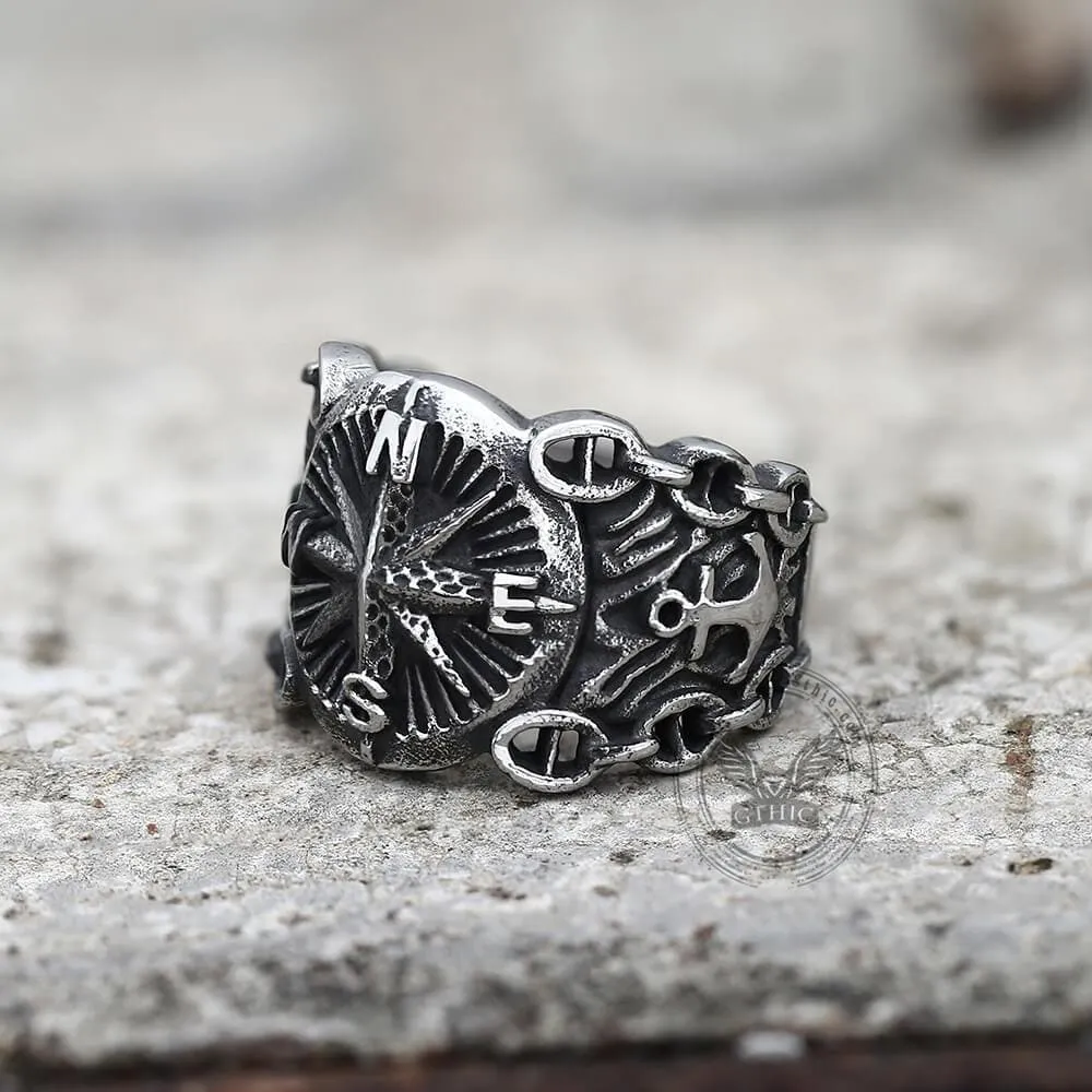 Vintage Northern Pirate Compass Stainless Steel Marine Ring sold by GTHIC product image thumbnail 4