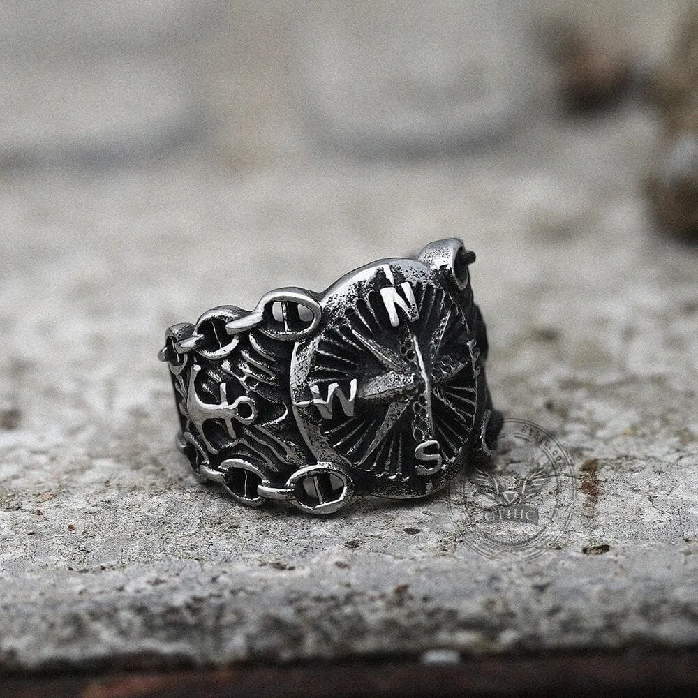Vintage Northern Pirate Compass Stainless Steel Marine Ring sold by GTHIC product image thumbnail 3