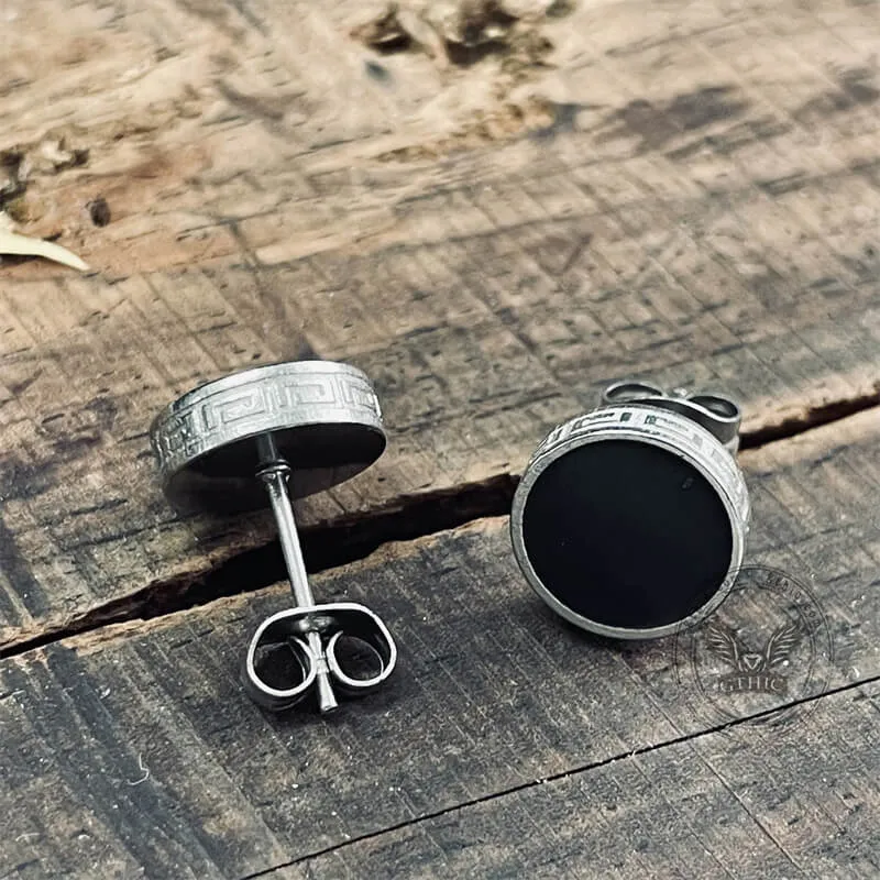 Black Minimalist Round Stainless Steel Stud Earrings sold by GTHIC product image thumbnail 5