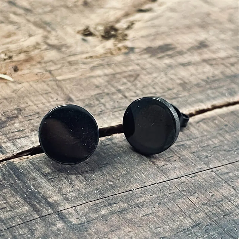Black Minimalist Round Stainless Steel Stud Earrings sold by GTHIC product image thumbnail 2