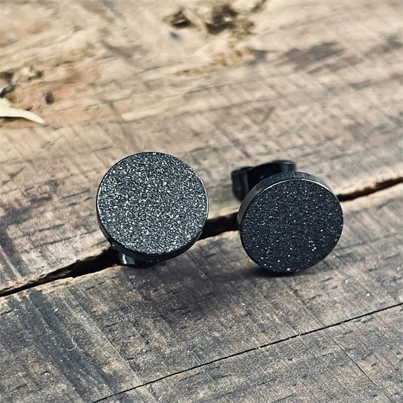Black Minimalist Round Stainless Steel Stud Earrings sold by GTHIC product image thumbnail 3