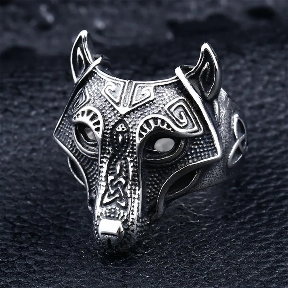 Nordic Wolf Stainless Steel Viking Ring sold by GTHIC
