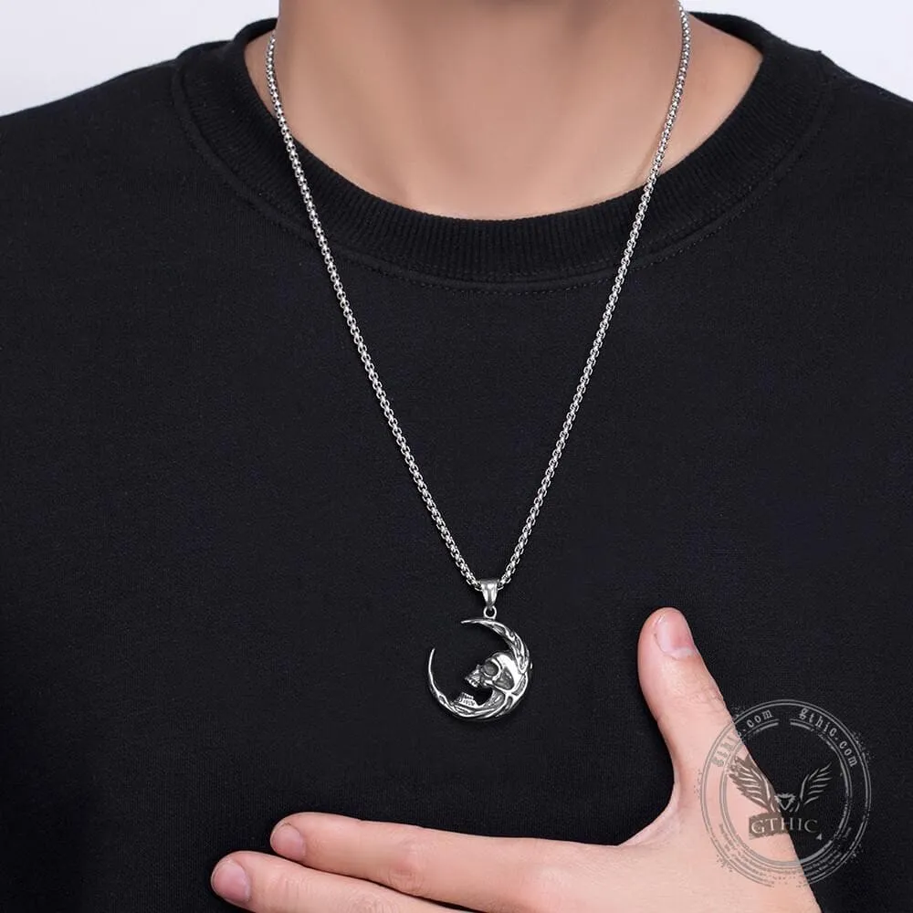 The Skull of Waning Moon Stainless Steel Necklace sold by GTHIC product image thumbnail 2