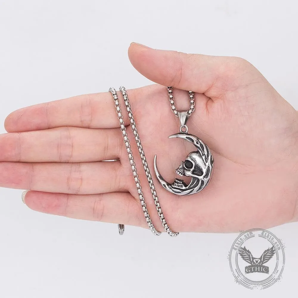 The Skull of Waning Moon Stainless Steel Necklace sold by GTHIC product image thumbnail 4
