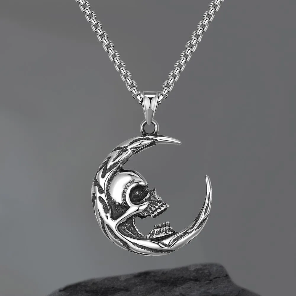 The Skull of Waning Moon Stainless Steel Necklace sold by GTHIC