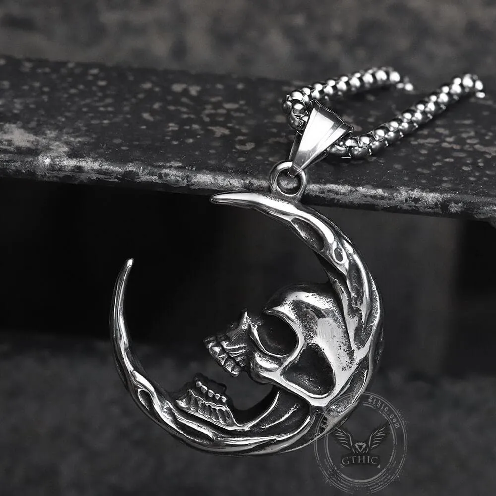 The Skull of Waning Moon Stainless Steel Necklace sold by GTHIC product image thumbnail 5
