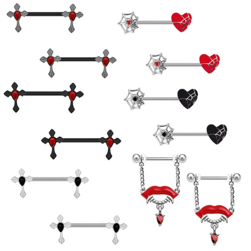 Double Cross Stainless Steel Nipple Ring Piercing sold by GTHIC