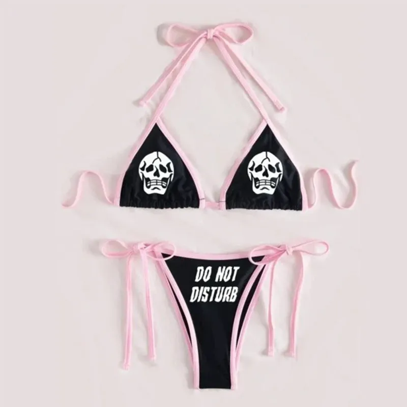 Do Not Disturb Skull Bikini Set sold by GTHIC