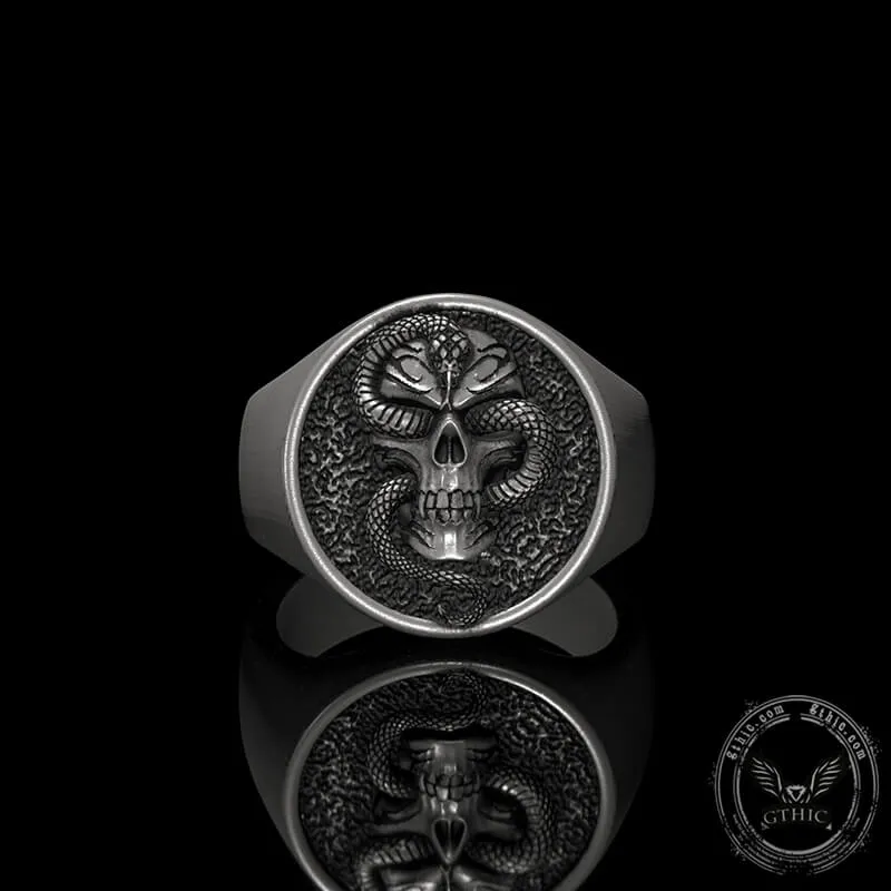 Skull With Crawling Snake Sterling Silver Ring sold by GTHIC product image thumbnail 2