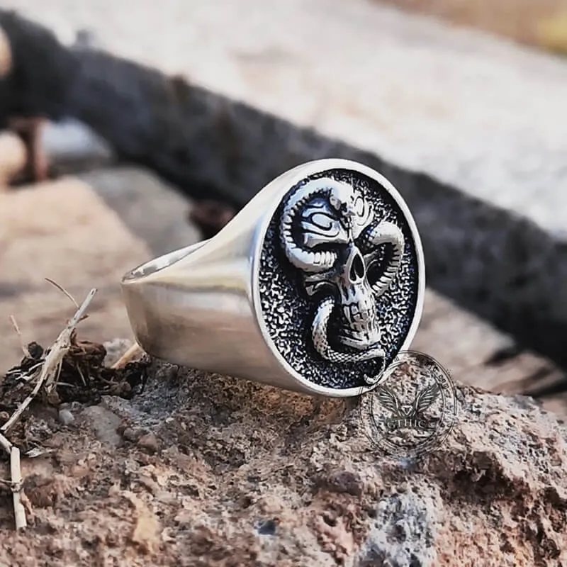 Skull With Crawling Snake Sterling Silver Ring sold by GTHIC product image thumbnail 4