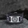 Thor’s Hammer Runes Alloy Leather Viking Bracelet sold by GTHIC