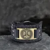 Thor’s Hammer Runes Alloy Leather Viking Bracelet sold by GTHIC