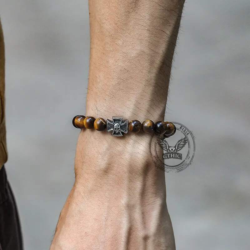 Cross Skull Stainless Steel Men's Bead Bracelet sold by GTHIC product image thumbnail 2