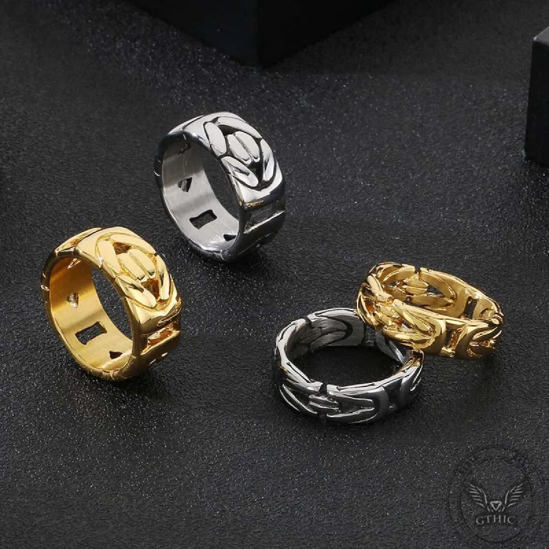 Simple V-shaped Emperor Chain Couple Stainless Steel Ring sold by GTHIC