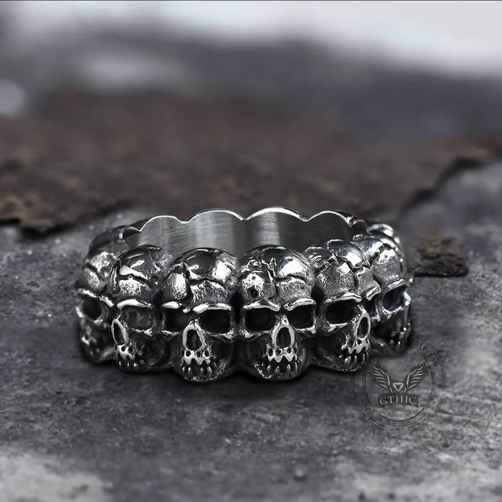 Surrounded Titanium Stainless Steel Skull Ring sold by GTHIC product image thumbnail 4