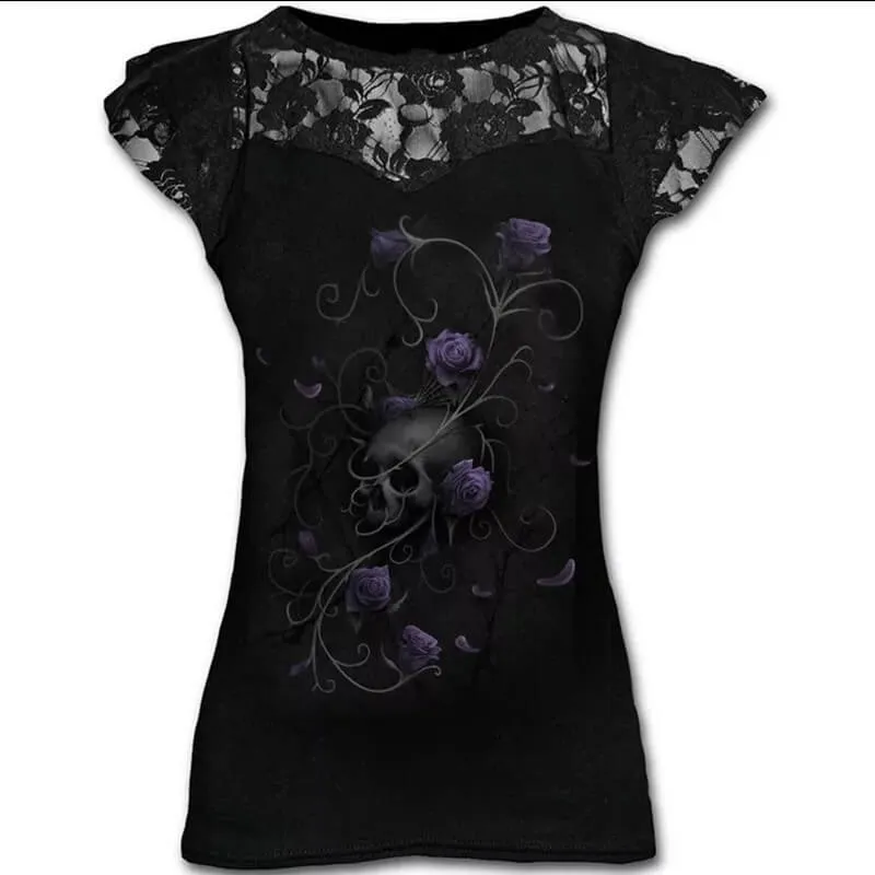Gothic Skull Print Women’s Long T-shirt sold by GTHIC product image thumbnail 5