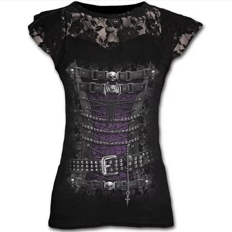 Gothic Skull Print Women’s Long T-shirt sold by GTHIC product image thumbnail 3