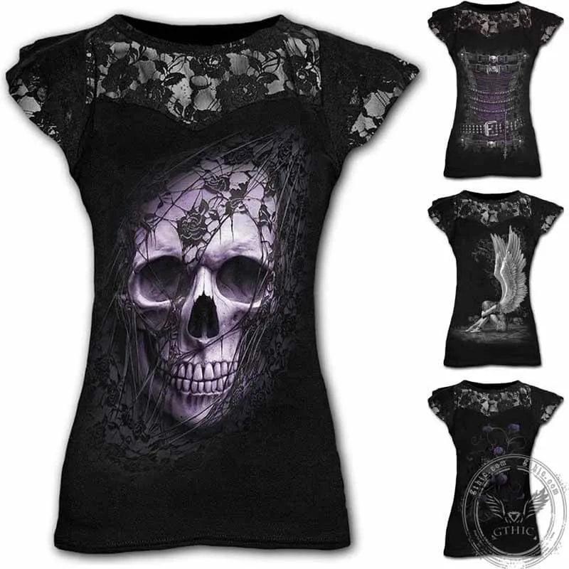 Gothic Skull Print Women’s Long T-shirt sold by GTHIC