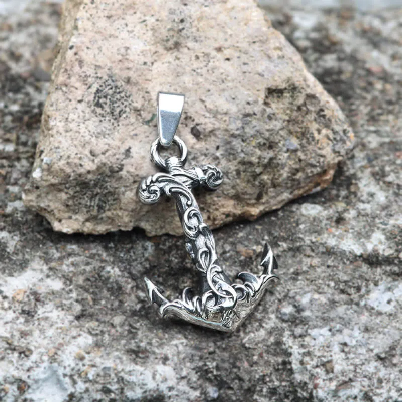 Wave Anchor Stainless Steel Marine Pendant sold by GTHIC