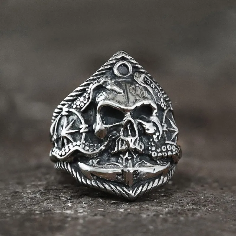 Kraken Octopus Stainless Steel Skull Ring sold by GTHIC