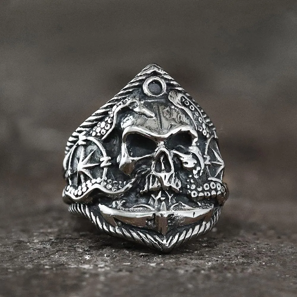 Kraken Octopus Stainless Steel Skull Ring sold by GTHIC