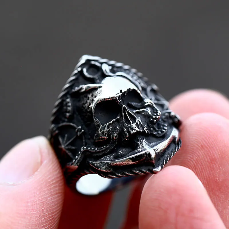 Kraken Octopus Stainless Steel Skull Ring sold by GTHIC product image thumbnail 2