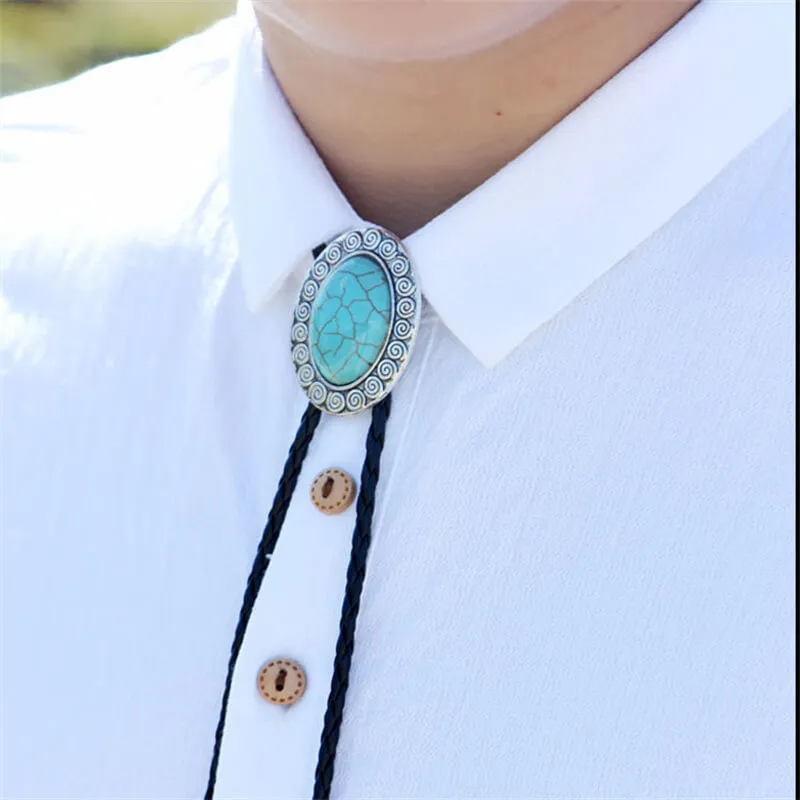 Vintage Feather Turquoise Alloy Bolo Tie sold by GTHIC product image thumbnail 2