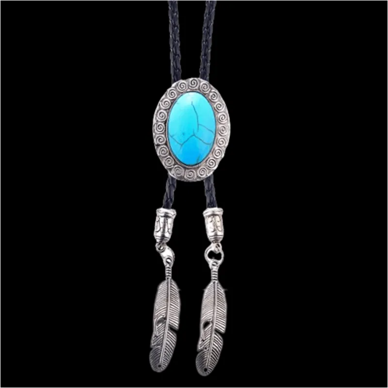 Vintage Feather Turquoise Alloy Bolo Tie sold by GTHIC