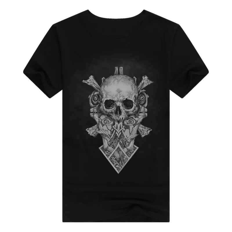 Skull Mark Black Cotton T-shirt sold by GTHIC
